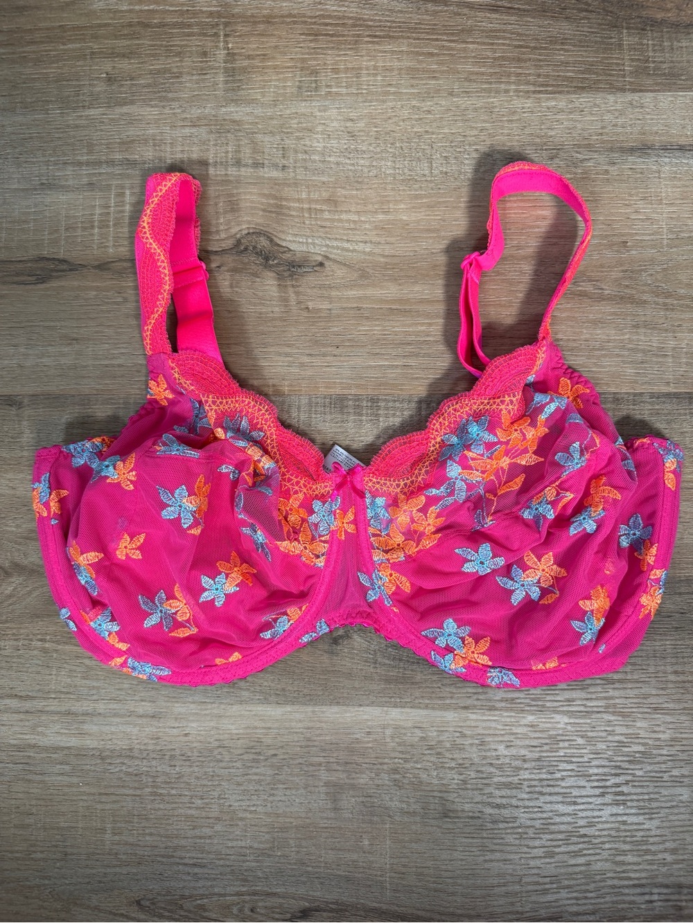 Primadonna Hot Pink Embdoidered Bra Floral Fairy 36G